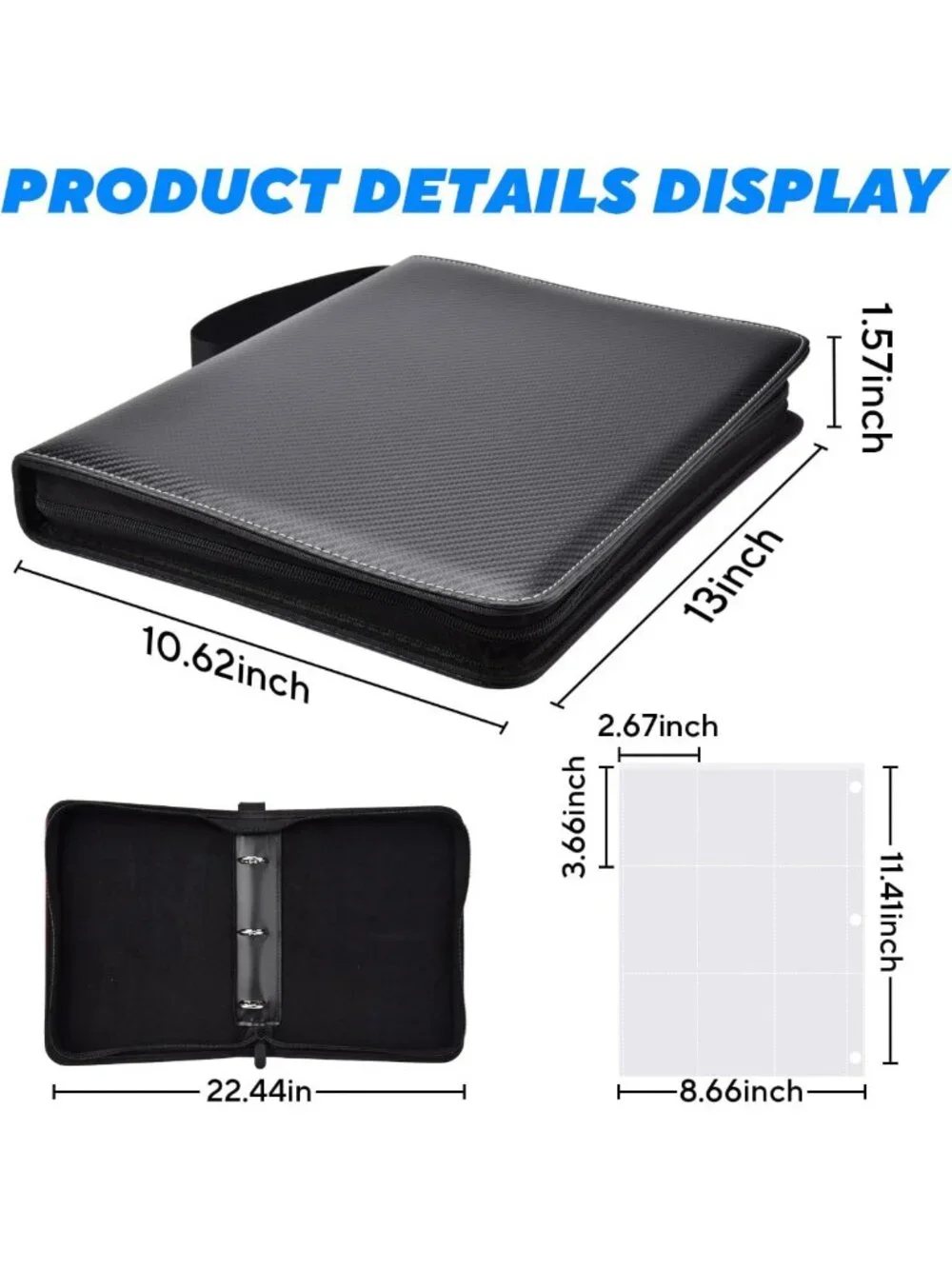 Portable 9-Pocket Trading Card Binder - Holds 1080 Cards, Ideal for Collectors